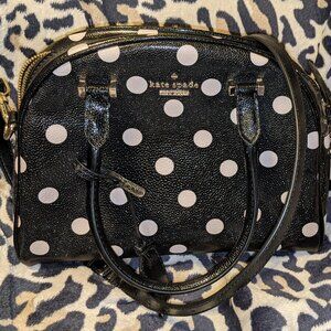 Kate Spade Black & White Poka Dot Crossbody Handbag Matching wallet and Coin bag
